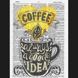 Coffee Love Kitchen Vintage Dictionary Art Print